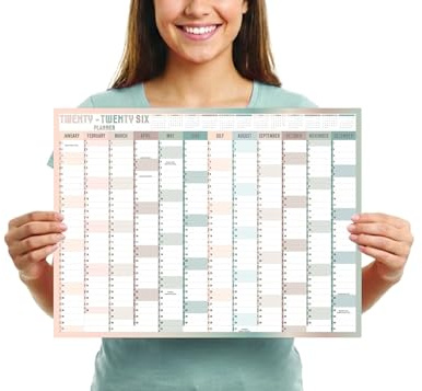 2026 Year Wall Planner A3 Uk Wall Calendar Yearly Planner Large Jan To Dec Full Year Planning Chart Student Family Home School Office Work Study Annual Poster Multi 29.7 x 42.0 cm (1Pc)(Folded)