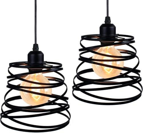 PETITES ECREVISSES 2 pezzi Lampadario a Sospensione E27 Retrò Industriale Lampada da Soffitto Moderna Ø20cm Paralume in Metallo Forma a Molla Illuminazione Interna per Cucina Salotto Camera da Letto