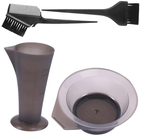 CLISPEED Kit de Tinte Cabello 4 Piezas, Cuenco y Pincel de Plástico Duradero, Medidor Incluido, Uso Doméstico y Salón, Colores Surtidos, Suministros Prácticos para Teñir el Color Aleatorio