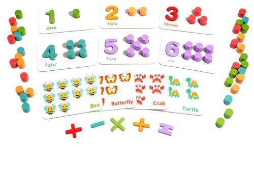 LLTCMYGS Tableau de comptage Montessori des nombres, Jeu de Correspondance en Bois de 1 à 10 avec Chevilles de comptage pour Enfants