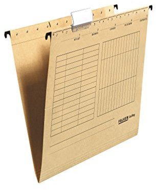 Original Falken 5er Pack Hängemappe UniReg. Made in Germany. Aus Recycling-Karton für DIN A4 seitlich offen braun Blauer Engel ideal für die lose Blatt-Ablage im Büro und der Behörde