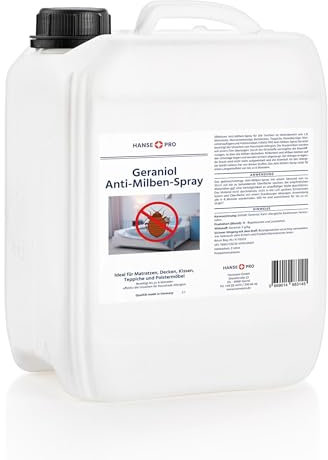 HANSE PRO Geraniol Anti-Milben-Spray I Hausstaub-Milben-Spray I Milbenschutz I Mittel gegen Bettwanzen & Milben I Hausstaubmilben-Allergie I Milben-Bekämpfung (1 x 5L)