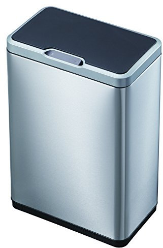 EKO Mirage Sensor Mülleimer 2x20L Mülltrenner (27 x 46 x 65.5 cm, Bewegungssensor, Dämpfer-System, Fingerabdruck frei, Abfallbeutelfixierung), silber