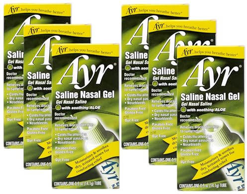 Ayr Saline Nasal Gel with Aloe 0.5 oz – Moisturizes Dry Nasal Passages, Soothes Irritated Noses (Pack of 6)