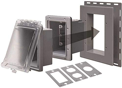 TayMac MR420CG 1-Gang Recessed Enclosure Extra Duty, 6-in-1 Nonmetallic Weatherproof in-Use Cover, Horizontal/Vertical, Gray