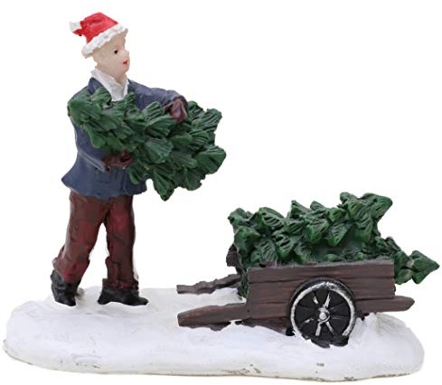 Toyland® Mini Resin Christmas Collectible Ornament - Village Scene Accessories - Xmas Figures (Tree Worker 3.5 x 2.5 Inch)..