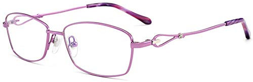 MYYINGELE Women's Ultra-Light Pure Titanium Anti-Blue Light Reading Glasses, High Definition Resin Lens Comfortable Half-Frame Computer Glasses, Purple, 3