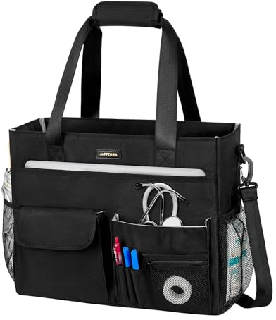 Jaffzora Borsa tote per infermieri, grande borsa clinica impermeabile per studenti infermieristici, essenziali per medici e personale sanitario domestico, nero, nero, X-Large