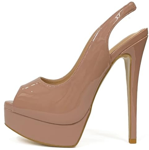 Zapato Tacón-Sandalias Mujeres-Elegante Zapatos De Tacón De Aguja-Puntera Redonda Abierta -Stiletto-Plataforma-Sexy Tacón Aguja-Puntera Redonda Abierta -Fiesta-Lujo Moda Trasera 43-CHC-19, 5 beige, 42
