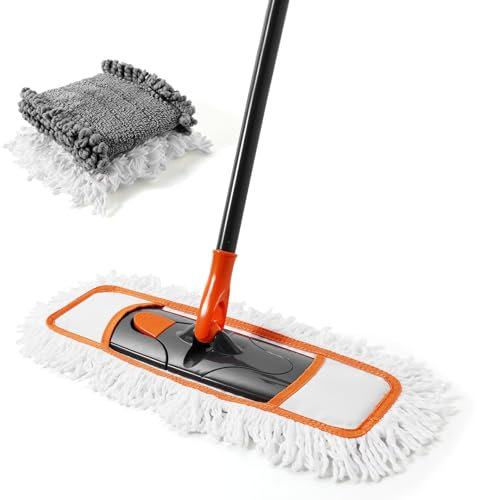 CLEANHOME Nass- & Trockenmopps für den Haushalt,Bodenwischer Set mit 2 Verschiedenen Waschbaren Mopp-Pads und Ausziehbarem langem Griff, Wischer Boden,Wischmopp for Hardwood,Marble,Tile Floor Mopping.