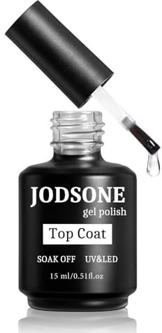 JODSONE 15ML No Wipe Top Coat Überlack UV LED Gellack, Hochglanz Finish Lang Anhaltend für Gelnägel Nail Art Manicure