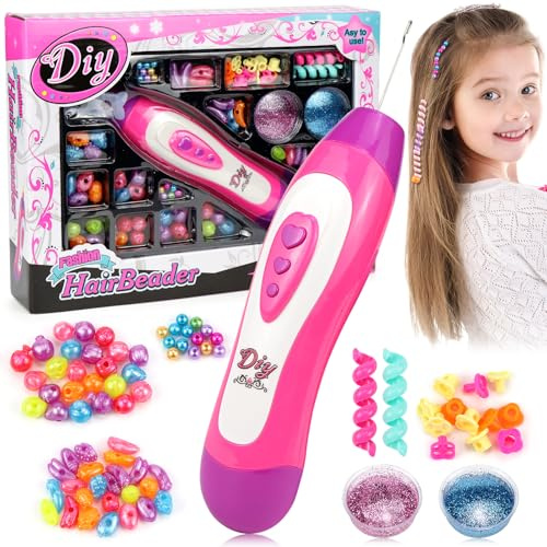 Set de Tresses de Cheveux Fille, Bricolage Aide à tresser Les Cheveux avec des Perles de Cheveux Paillettes, Bijoux de Cheveux Enfants Filles pour Les Enfants de 5-12 Ans