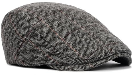 DOINEUFL Mens Flat Cap UK, Flat Caps for Men UK, Men's Flat Caps with Simple Design, Adjustable Newsboy Caps for Men, Grandad Hat in 55-59CM Grey