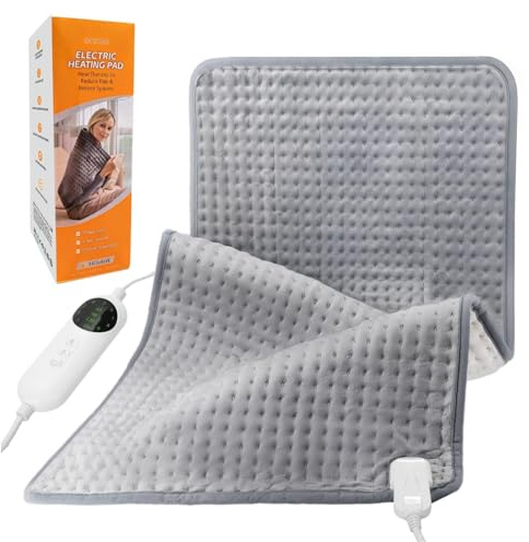 Large Heating Pad,Extra Large Heating Pad for Back Pain Relief Electric Heating for Period Cramps Knee Leg Pain Relief Moist/Dry Heat 10 Heat Setting (d.Grey 12x24, 12x24 Inch)