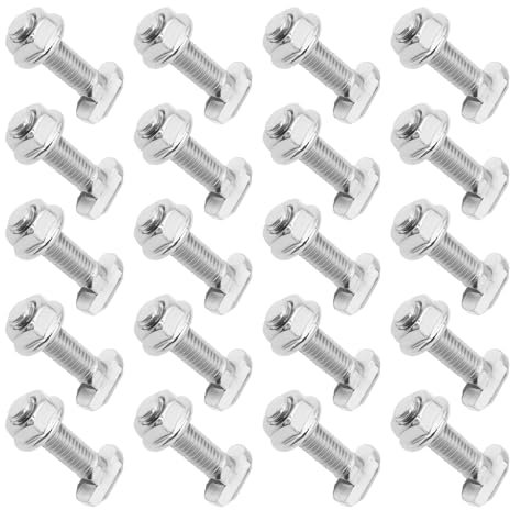 ECSiNG 20x Tornillos de Cabeza de Martillo M8 X 30 Mm para Perfil de Aluminio Perfil de Aluminio Fotovoltaico Riel de Montaje Solar con Tuercas de Brida Plateadas