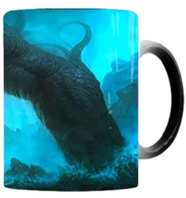 Värmeförändrande kaffekoppar – värmekänsliga kaffekoppar, Cthulhu-mytologikopp | Färgändrande konstkopp, färgglad värmeförändrande, värmekänslig keramikkopp, ny