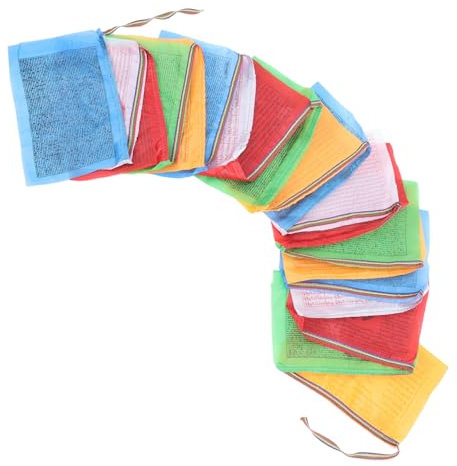HOLIDYOYO 20pièces Drapeaux De Prière Soie Pour Décoration Extérieure Jardin Méditation Symboliques Colorés