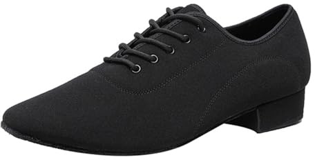 ZHENSI Scarpe da Ballo da Sala da Uomo con Suola in Pelle Scarpe da Ballo Latine Moderne con Lacci E Tacco Basso per Palcoscenici di Tango al Coperto,Nero,45 EU