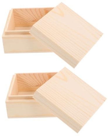 Veemoon 2stücke Holz Aufbewahrungsbox Mit Deckel Unbemalte Kiefernholz Schmuckschatulle Erinnerungsbox Für Schmuck Und Andenken Organizer Aus Naturholz Für Zuhause Und Büro