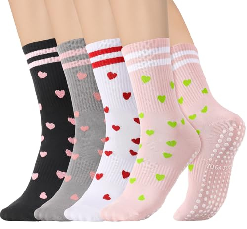 Zuimei 4 Pairs Pilates Yoga Grip Socks, Women Non Slip Grip Socks | Pilates Grip Socks Women for Hospital Dance Pilates Yoga Size UK 4-7
