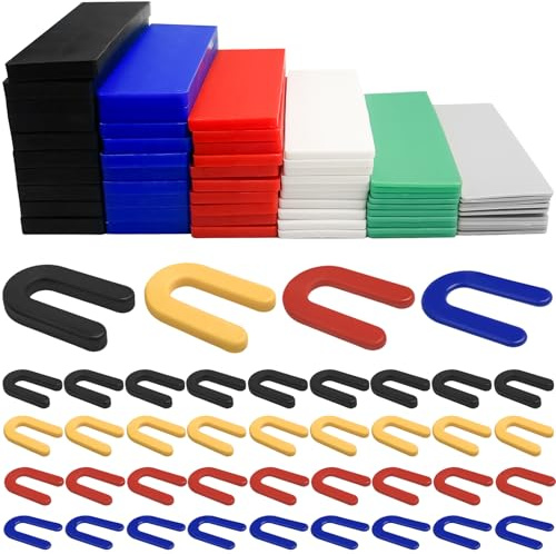 100 Pcs Flat Plastic Glazing Packers, 28mm x 100mm (1-6mm, 3.2mm, 4.75mm, 6.4mm) Flat Plastic Glazing Packers, Window Packers, Window Blocks for Window and Door Frame Installations