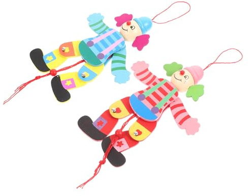 Didiseaon 2Pcs Clown Marionette Pull String Puppets Interactive for Puppet Shows and Creative Play Craft with Flexible Joints for Adults Random Color Random Color