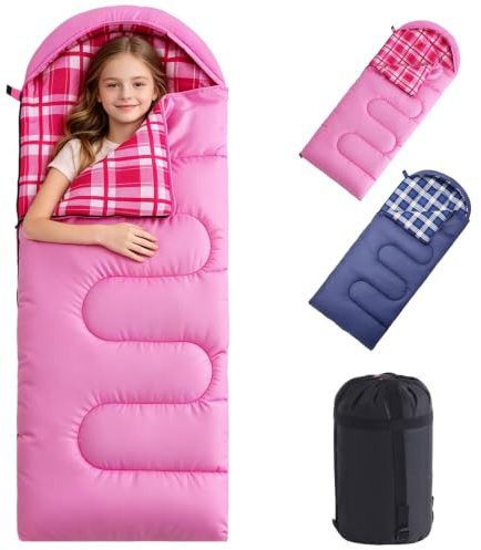 SWTMERRY Kids Flannel Sleeping Bag - 3 Seasons Lightweight Waterproof Flannel Liner Children Sleeping Bags for Camping Hiking Backpacking Outdoor & Indoor, 170x 70cm 1.4kg