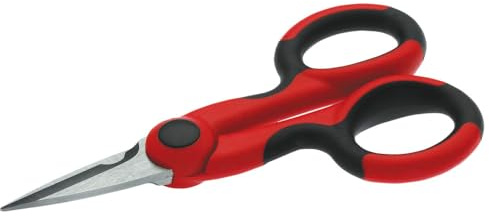 WETEC Elektrikerschere (Blechschere) Länge: 140 mm, schneiden und abisolieren von Leitern und Kabeln bis 22 mm, rostfreie VA-Vanadium-Molybdaen-Legierung, eine Schneide fein gezahnt