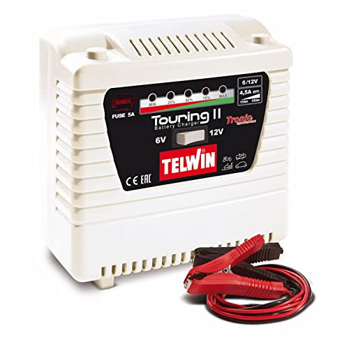 Telwin Caricabatterie Touring 11, per auto, moto, gel, Pb-Ca, AGM, MF, EFB accumulatori con tensione 6/12 V