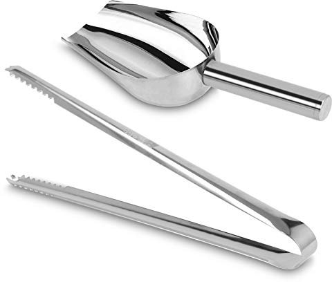 Paletta per Ghiaccio in Acciaio Inox & Pinze per Ghiaccio in Acciaio Inox Siumir 25 cm Pinze da Zucchero Food Scoop per Matrimoni, Feste, Bar,Grill