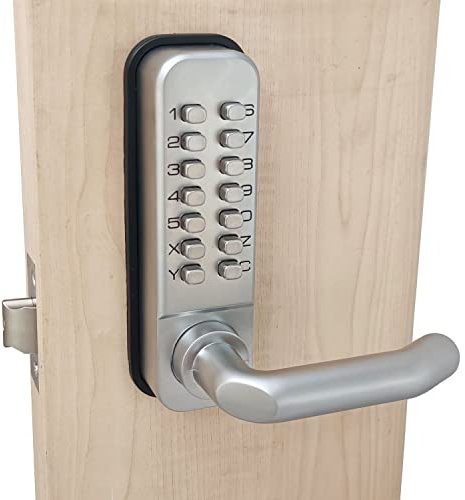 ShouSiFang Cerradura impermeable de la manija de la puerta, Codelocks Digital Mecánico Pulsador cerradura de puerta,Sin claves,aleación de zinc (Plata)