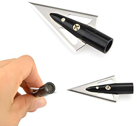 SHARROW 6pcs/12pcs Jagdspitzen Pfeilspitzen 2 Klinge Broadheads 100 Grains Edelstahl für OD 8mm Holzpfeile Bambuspfeile Pfeil und Bogen (12)