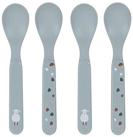 LÄSSIG Kinder Löffel Set (4 Stk.) Kinderbesteck ohne Melamin, BPA-frei, für Spülmaschine und Mikrowelle/Spoon Set Tiny Farmer Sheep