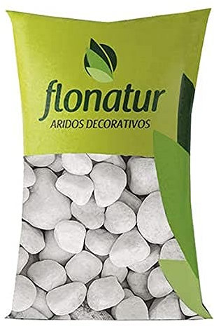 flonatur. Piedra mármol Canto rodado Blanco Saco de 25Kg, Piedra Decorativa para Jardin o Espacios Exteriores. (40/60)
