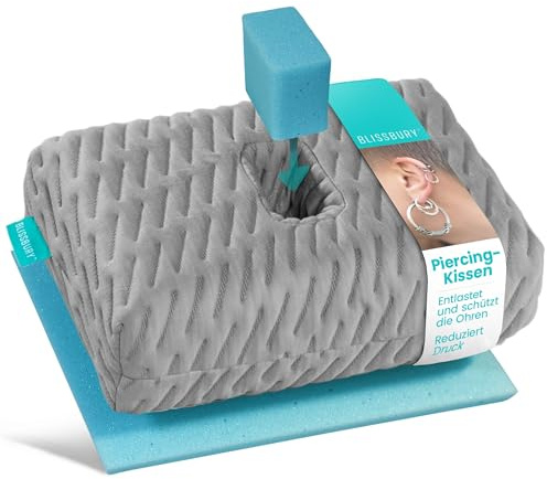 BLISSBURY Mini öronkudde för personer med öronsmärta | CertiPUR-US skum, 8 cm öronöppning, komprimerbart, tvättbart lock