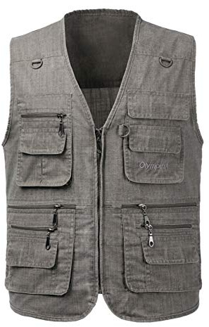 KTWOLEN Herren Outdoor Weste Anglerweste Jagdweste Fotografie Funktionsweste Ärmellos Weste Angelwesten mit Taschen, Dunkelgrau, XL