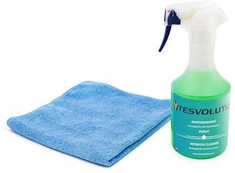Tesvolution® Set di cura per interni del Tesla Model 3 / Model Y per interni, appositamente progettato per sedili Tesla, cruscotto e rivestimento della porta, pelle vegana, con detergente interno