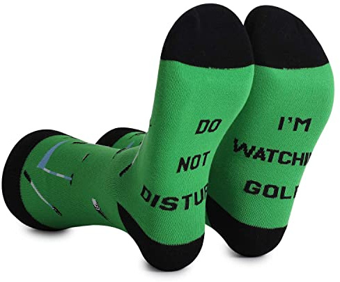 FGFD&OU Calcetines Hombre Mujer de Algodón Calcetines Divertidos Casual Unisexo Calcetines Deportivos con Texto DO NOT DISTURB, I AM WATCHING FOOTBALL BASEBALL GOLF, Regalo para Navidad (GOLF)