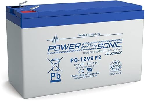 Powersonic 12V 9Ah VRLA Battery. Uprated replacement for 7Ah/7.2Ah/7.6Ah & 8.5Ah