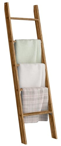 VASAGLE Blanket Ladder Decorative Farmhouse for The Living Room, 5-Tier Ladder Shelf, Ladder Rack for Storage and Decor, Honey Brown ULLS018K41