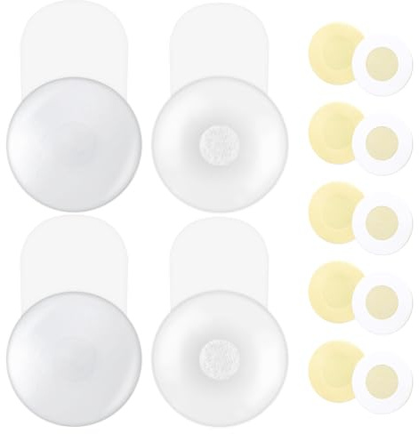Kiiwah 2 par osynliga självhäftande bröstvårtsskydd push up, silikon osynliga självhäftande bh klistermärken bh bröstvårtor skydd push up, med 5 par nippel skydd (6,5 cm) (8,5 cm)