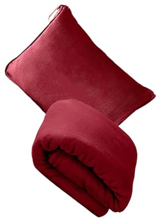 VUIUYOIES Cuscino per Coperta Convertibile Travel Essentials per Un Comfort Leggero. Coperta da Viaggio e Cuscino in Una Coperta di Flanella, Rosso