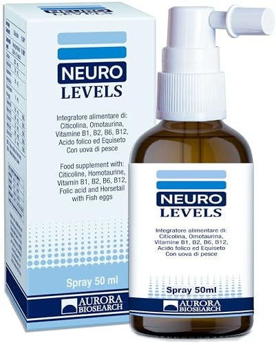 Neuro Levels® Integratore Completo per Memoria, Attenzione, Burnout, Stress Stop, 50 ml Spray orale con Stamisoma (Confezione da 1)