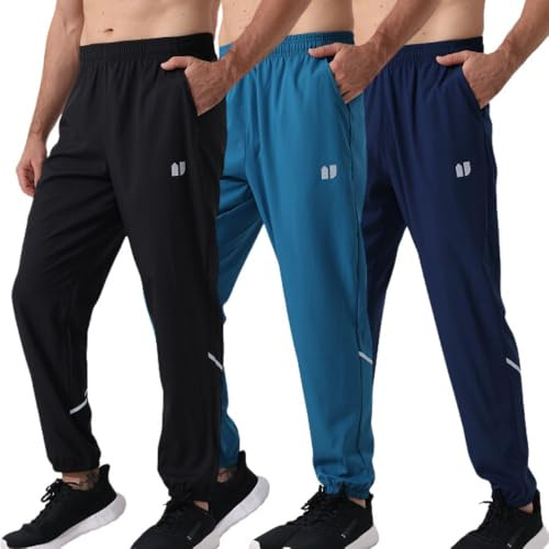 Hpbygstae Lot de 3 bas de jogging pour hommes, pantalon de sport avec poches, pour la course, le fitness, les entraînements, M