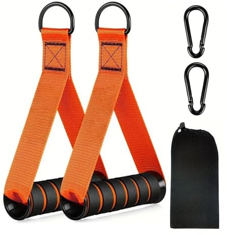 HOPNKN Manici per fasce di fitness, 2 manopole con una sola mano, per fasce di resistenza, ideali per l'allenamento su corda, stazione di trazione o torre di potenza, esercizio (arancione)