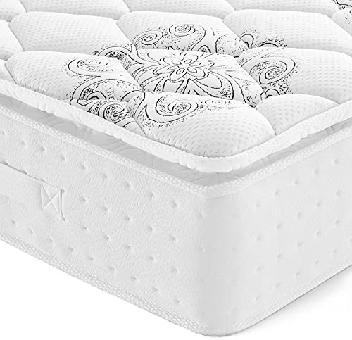 Vesgantti Materasso 140x200 una Piazza e Mezza a Molle Insacchettate Individuali e Memory Foam Supporto Ergonomico a 7 Zone, Ibrido con 2cm Topper Morbido, Pillow-Top Serie, Spesspre 26cm