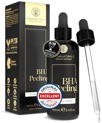 Bio BHA Peeling 2% (100 ml) - Peeling Gesicht mit BHA + AHA • 2% Salicylsäure Gesichtspeeling gegen Mitesser, Pickel & verstopfte Poren • Poren verkleinern • Blackhead Remover Mitesser entfernen