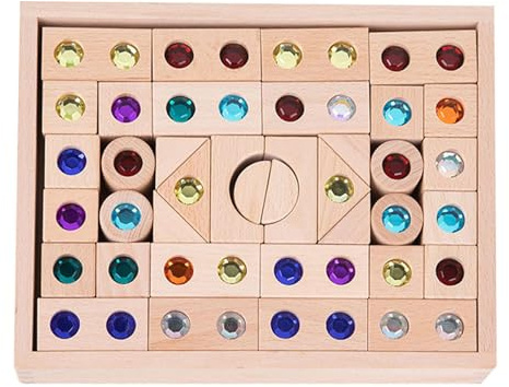 Generisch Jeu d'empilage en acrylique arc-en-ciel - Blocs de construction lisses - Jouet en acrylique pour enfants - Jouet éducatif en bois - Translucide