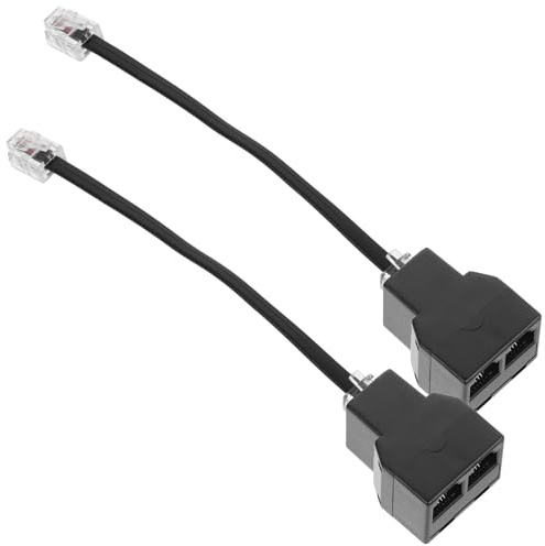TOGEVAL 2 St Telefonadapter Kärnig Kabel Svart Telefonsplitter för Samtidig Anslutning av Telefoner Fax och Modem i Hem och