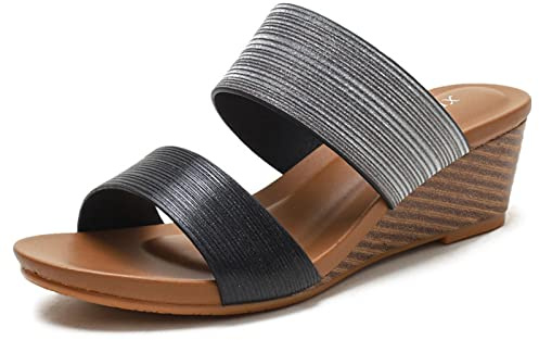 Sandaler Dammodekilar，Fairy Style Kvinnor med högklackade högklackade kilskor för plattformar， Strandtofflor för kvinnor med öppen tå Sandaler (Färg: Rosa, Storlek: EU36-37)